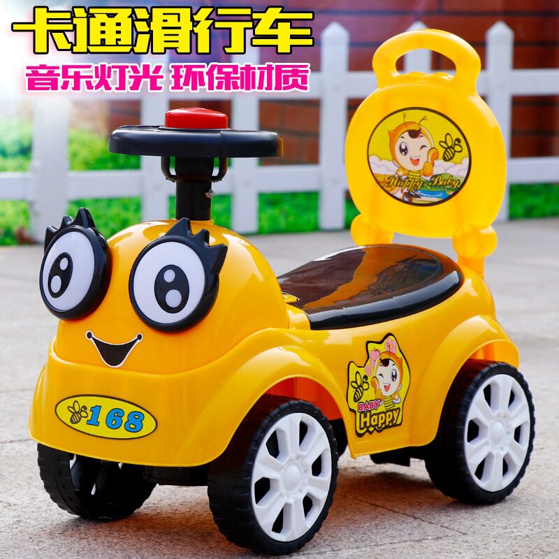 宝宝车玩具卡通儿童车带音乐带靠背1-2岁小孩扭扭车子男孩溜溜车