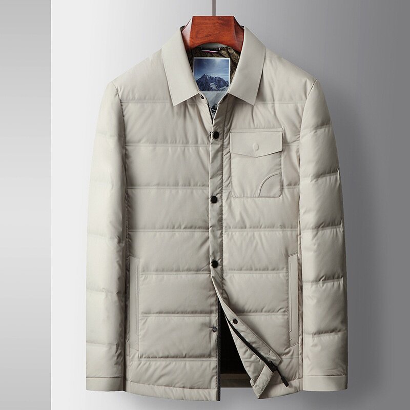 香港专柜男式羽绒服2025秋冬白鹅绒中青年保暖衬衣版休闲轻薄