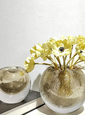 现代轻奢高级感厚重手工琉璃花瓶水培插花 样板间售楼处 客厅茶几