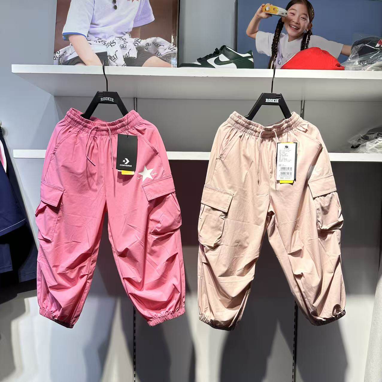 Converse匡威正品26夏女童粉色抽绳工装束脚防晒防蚊裤CV2622497