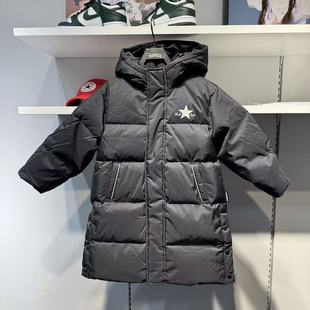 Converse匡威童装25冬款长款纯黑连帽保暖羽绒服休闲CV2542553