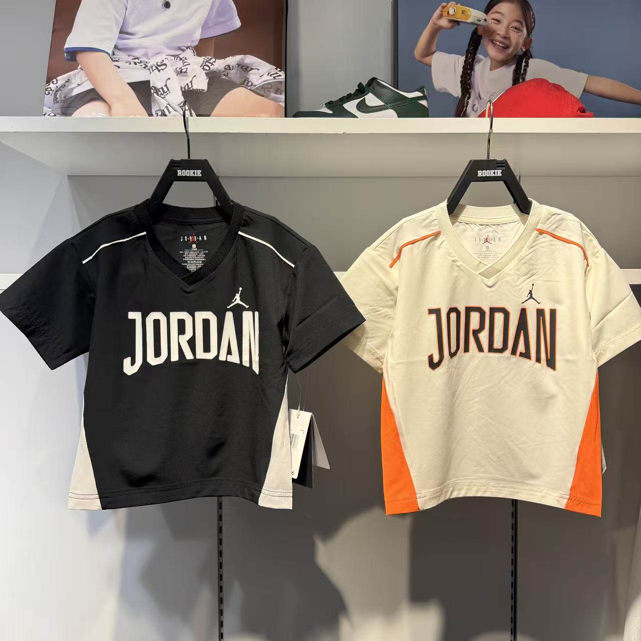 JORDAN乔丹26年夏V领短袖速干T恤男女童舒适运动夏上衣JD2622007