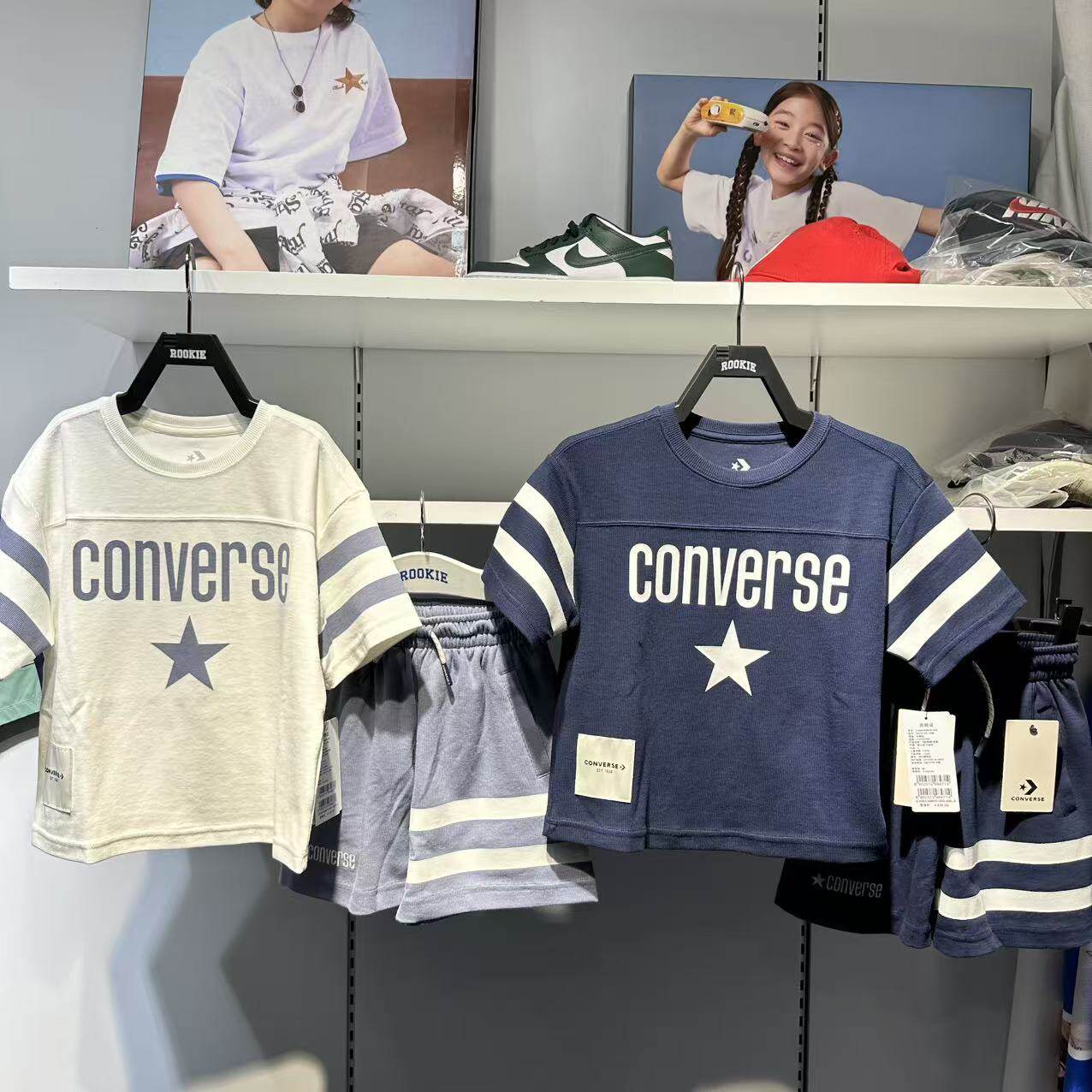 Converse匡威26夏款男女童时尚条纹海军风舒适短袖套装CV2622488