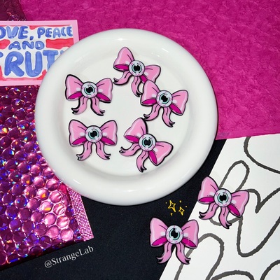 decora视觉系眼球蝴蝶结边夹