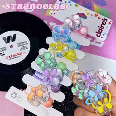 原宿decora彩色冰透蝴蝶发绳皮筋