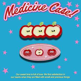 90s昭和复古闪闪苹果发夹小众设计千禧女孩y2k辣妹鸭嘴夹刘海边夹