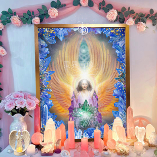 灵气丰盛水晶天使画像照片北欧神像七色冥想装饰画定制APOPHYRITE
