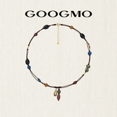 GOOGMO欧若拉系列天然石手工编织绳串珠项链复古锁骨链度假风配饰
