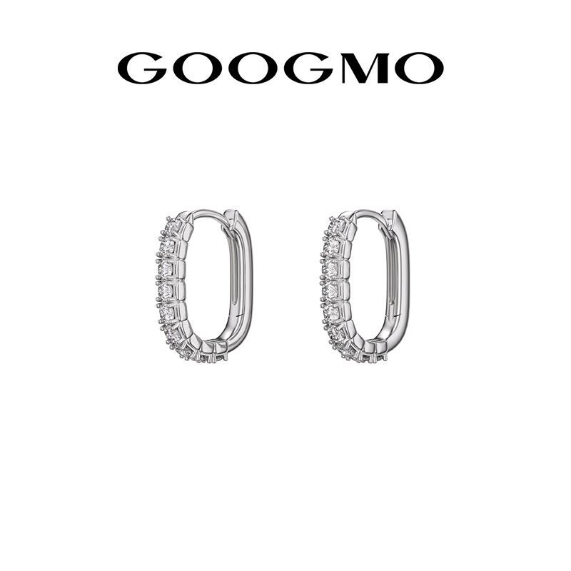 【于文文同款】GOOGMO白夜系列满钻璀璨椭圆耳圈轻奢时尚气质耳饰