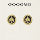 GOOGMO镀18K金蝴蝶兰时尚 王心凌同款 复古高级耳钉黑玛瑙耳饰