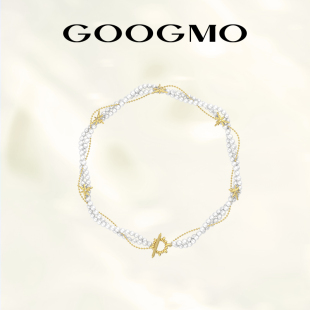 GOOGMO西西里娅系列法式 复古珍珠项链镀18K金小众设计感锁骨链女