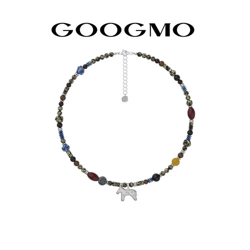【李沛恩同款】GOOGMO斑点石玉髓天然石项链小众设计感小马锁骨链