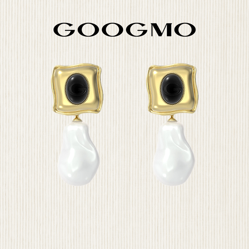 大方块珍珠耳环GOOGMO法式女
