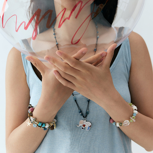 GOOGMO黄水晶手链女款新中式招财转运珠子黄玉太阳石串珠手饰手串