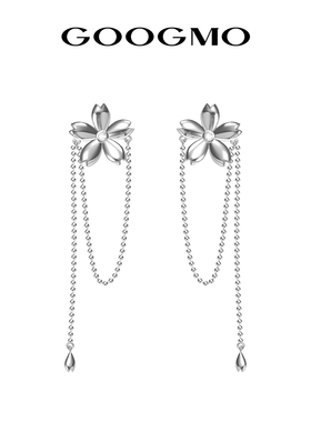 GOOGMO李施同款樱花系列锆石流苏耳环女显瘦小众冷淡风耳饰长款