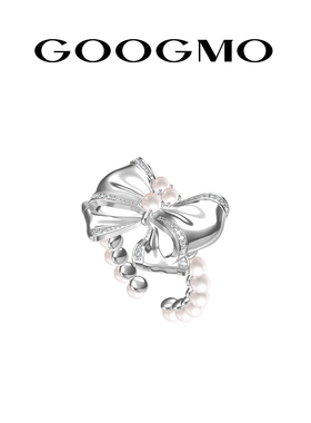 GOOGMO午后铃兰系列珍珠戒指女设计小众复古甜美蝴蝶结开口戒指环