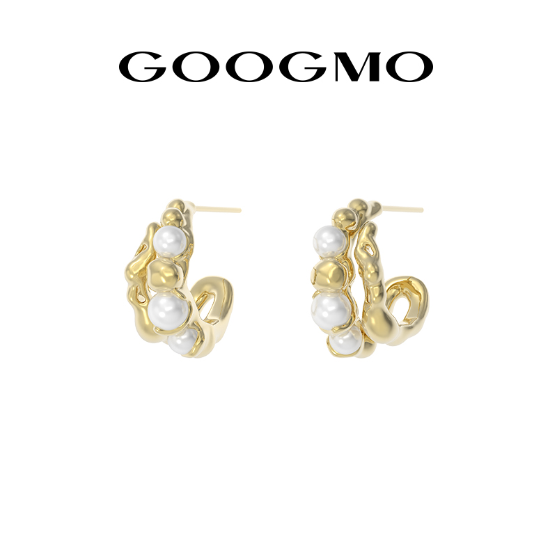 珍珠耳钉GOOGMO镀18K金小众设计