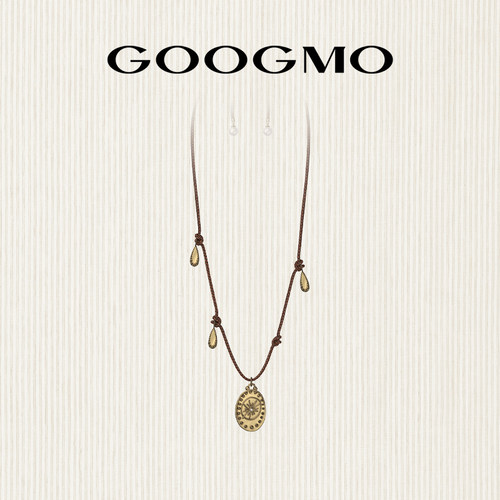 【张靓颖同款】GOOGMO欧若拉系列金色吊坠手工编织皮绳项链毛衣链