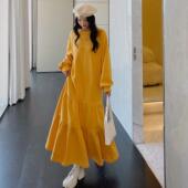 长袖 加绒加厚卫衣裙大码 300斤宽松遮肉显瘦慵懒风保暖鱼尾连衣裙