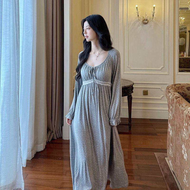 带胸垫蕾丝睡裙女特大码300斤设计感小众纯欲风性感外穿睡衣长裙