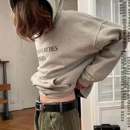 （现货）ERD自主忧郁的富二代24SS花灰虫洞标语秋冬泼墨重磅卫衣