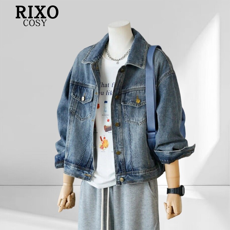 RIXO COSY牛仔外套女秋季设计感复古休闲美式chic小个子短款上衣