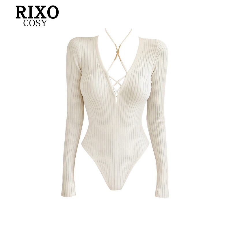 RIXO COSY美式辣妹风长袖针织连体衣女秋季小众修身显瘦设计感T恤