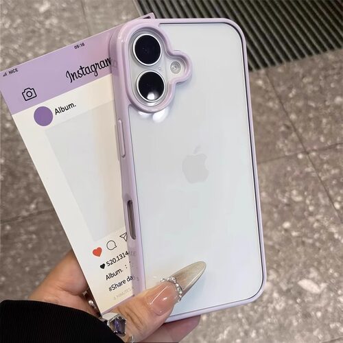 简约纯色彩色边透明亚克力适用苹果16promax手机壳15pro高级感iphone13少女防摔14plus全包12女网红11保护套