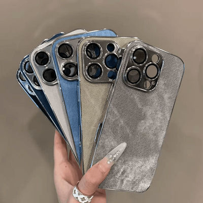 适用iphone17promax高级牛仔布纹16ProMax手机壳15plus镜头膜14pm全包13不沾指纹11防摔小众女12pm硅胶保护套