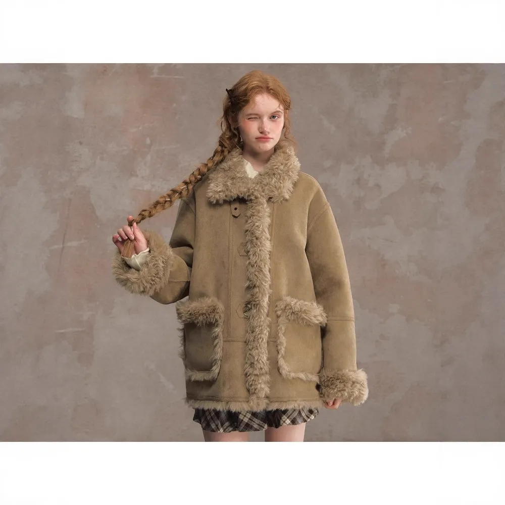 两面穿麂皮绒外套女款秋冬加厚皮毛一体2025新款羊羔毛高级感上衣