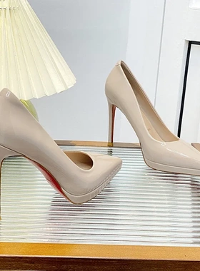 裸色红底高跟鞋女细跟2026年新款防水台不累脚单鞋气质尖头职业鞋