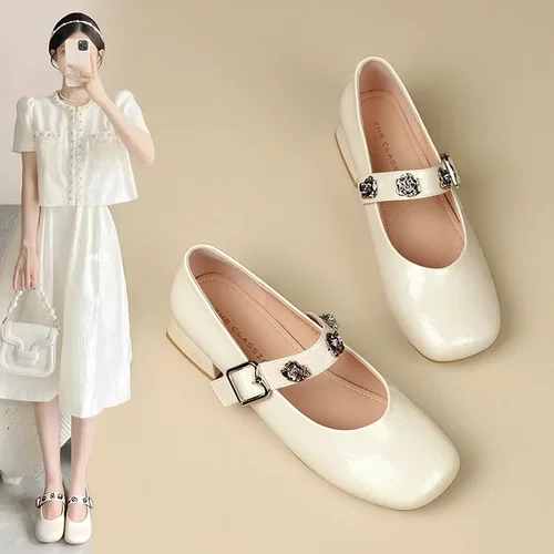 法式浅口粗跟玛丽珍单鞋女2025新款百搭小皮鞋女鞋配裙子
