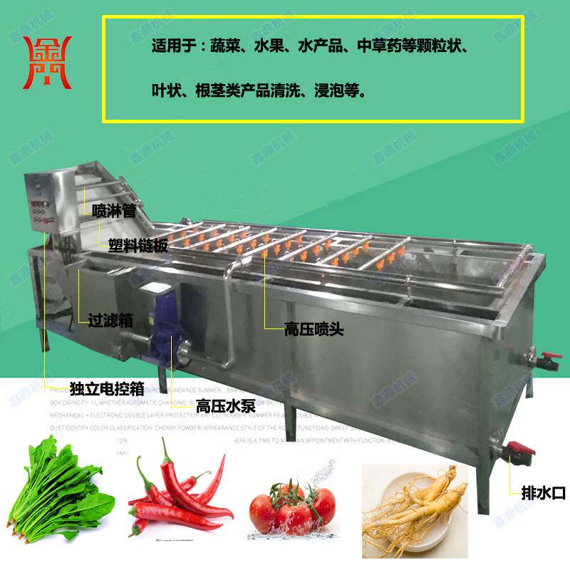 诸城辣椒清洗机 高压喷淋清洗自动出料 全钢制造结实辣椒设备