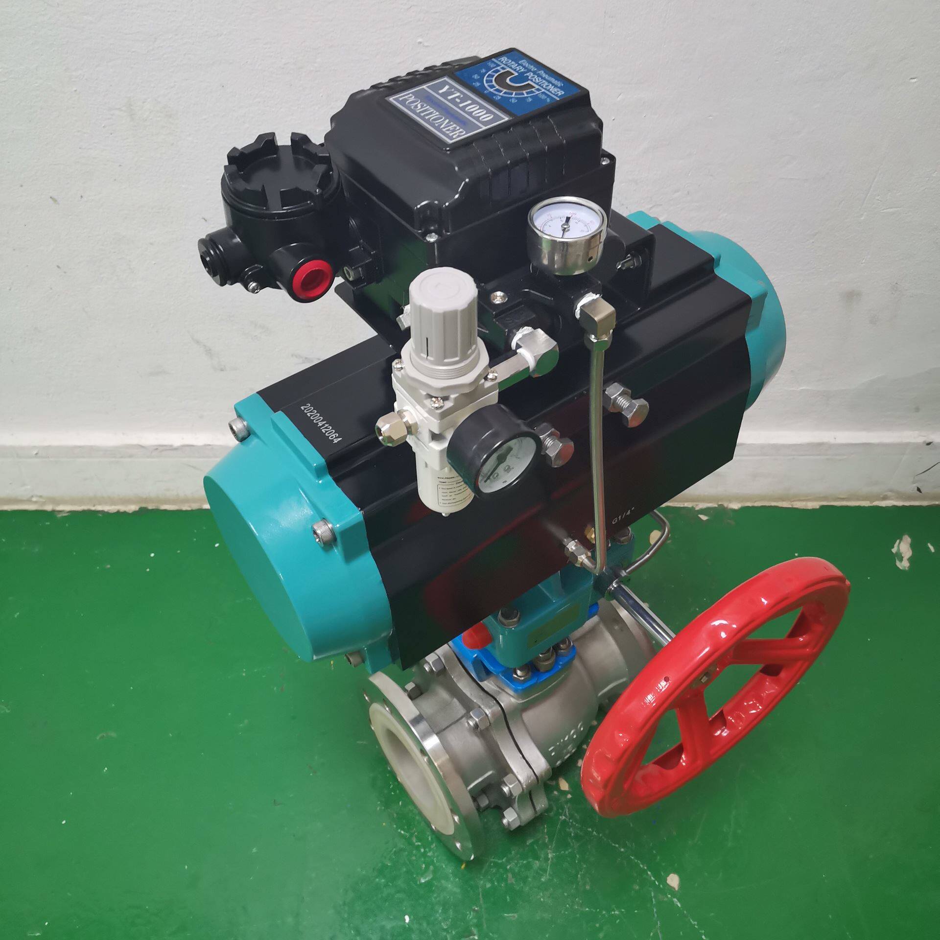 气动衬氟球阀不锈钢衬四氟酸碱腐蚀v型防爆切断调节阀门q641f46