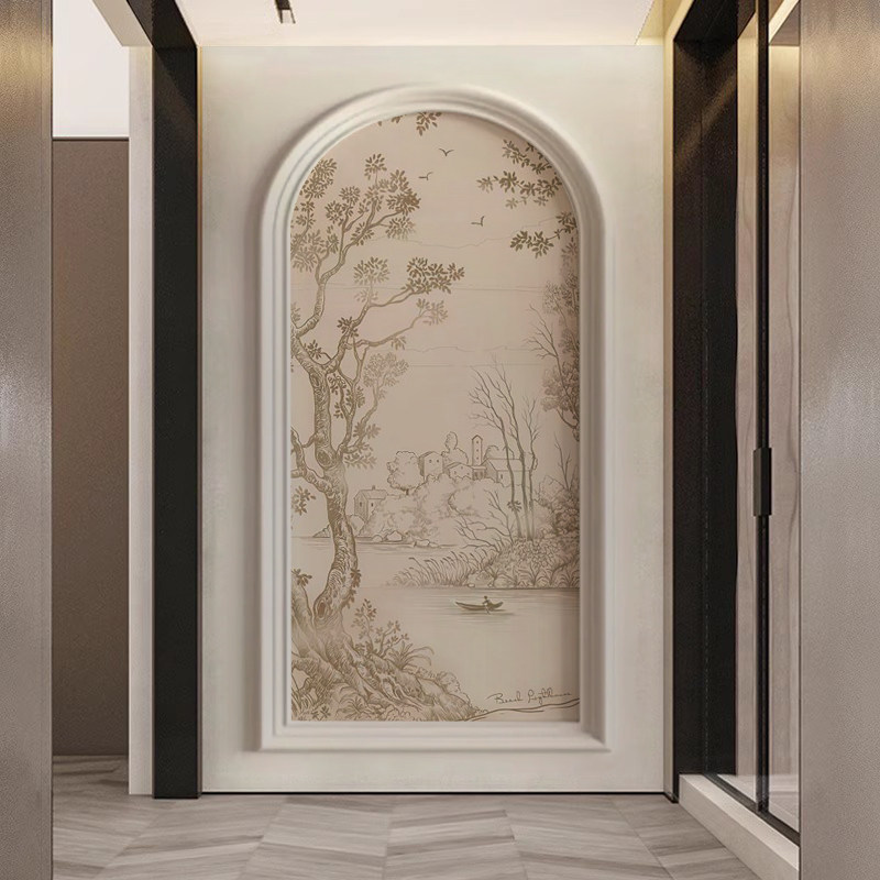 法式丛林玄关墙布复古南洋风卧室客厅酒店背景墙弧形北欧民宿壁布,家装主材,无纺布墙纸,淘宝优惠券,粉丝福利购,淘宝优惠卷