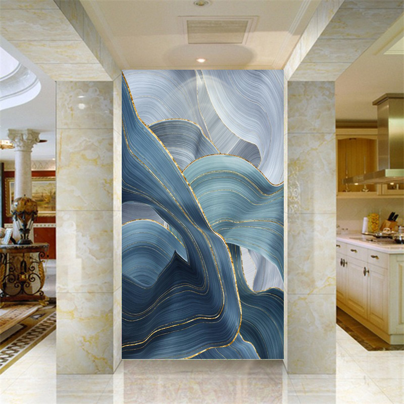 5d立体抽象玄关墙纸创意艺术竖版装饰画客厅走廊过道背景墙壁纸画图片