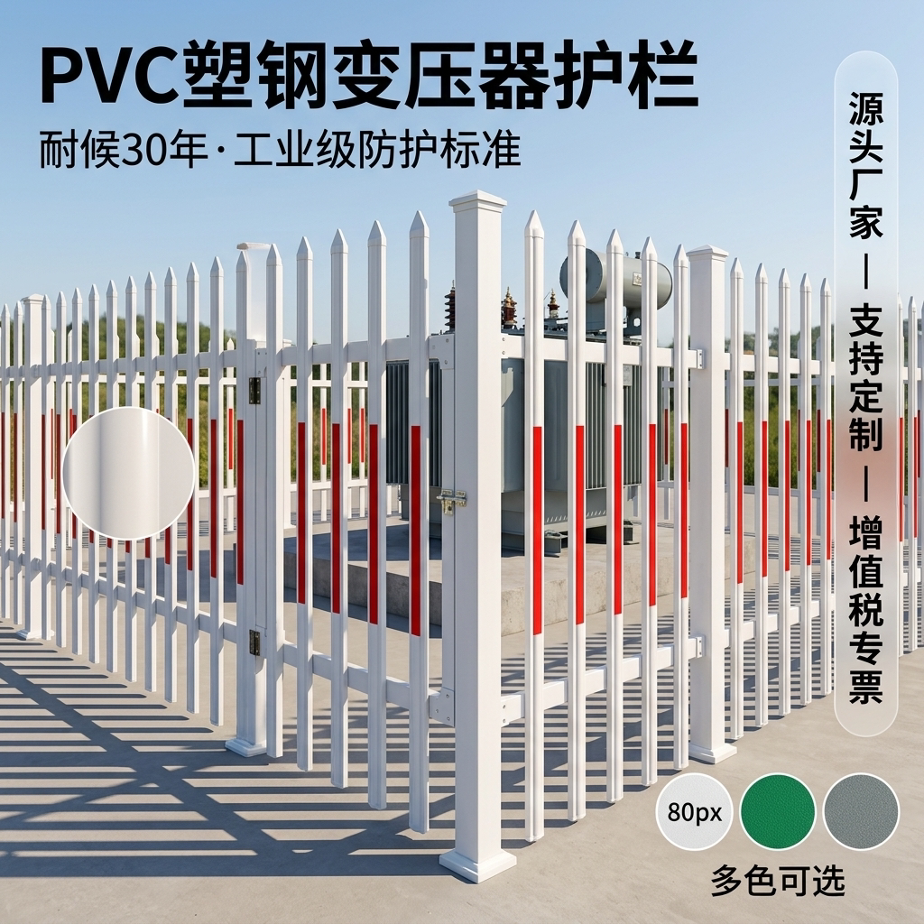 pvc塑钢围墙护栏变压器电力围栏工地项目部栏杆庭院社区花园栅栏