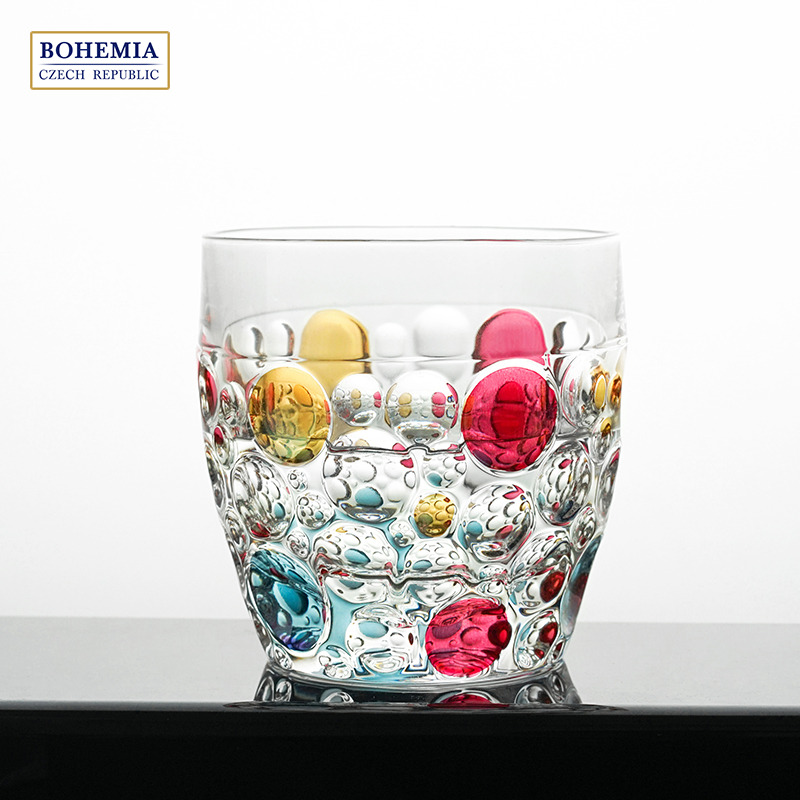 BOHEMIA捷克进口 里斯本手工彩色威士忌洋酒酒杯波西米亚水晶玻璃