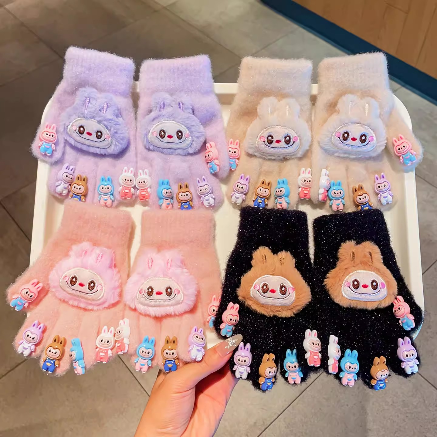 儿童手套新款卡通可爱小女孩五指套冬季男女童防寒保暖宝宝手指套