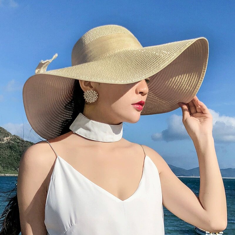 沙滩草帽子女夏天海边出游大帽檐防晒遮阳度假百搭大沿凉帽太阳帽