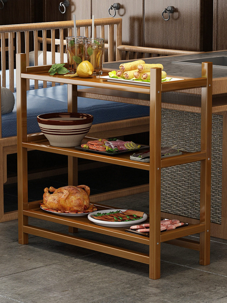 菜架多层火锅店专用厨房放菜品饭店商用摆蔬菜盘实木置物架子好看