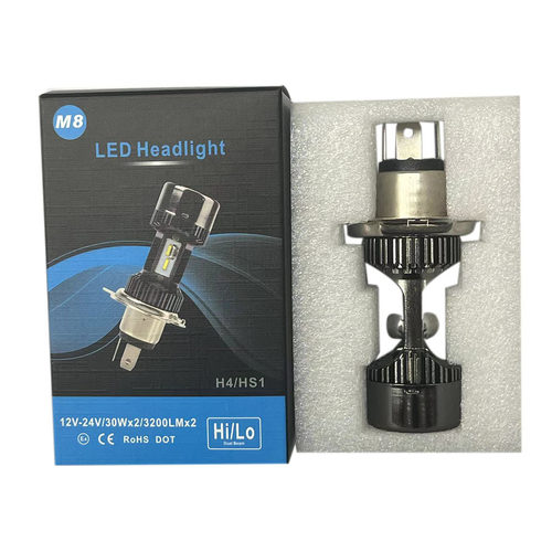 跨境热销汽车摩托车led前大灯泡M8内置高亮远近光12-80v通用车灯