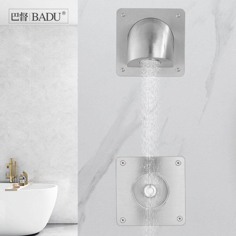 巴督 304不锈钢入墙淋浴头入墙式暗装开关监狱看守所专用水龙头