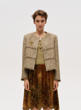 【ICEDUST】hug 2025秋冬新款小香风分割拉毛外套icedust