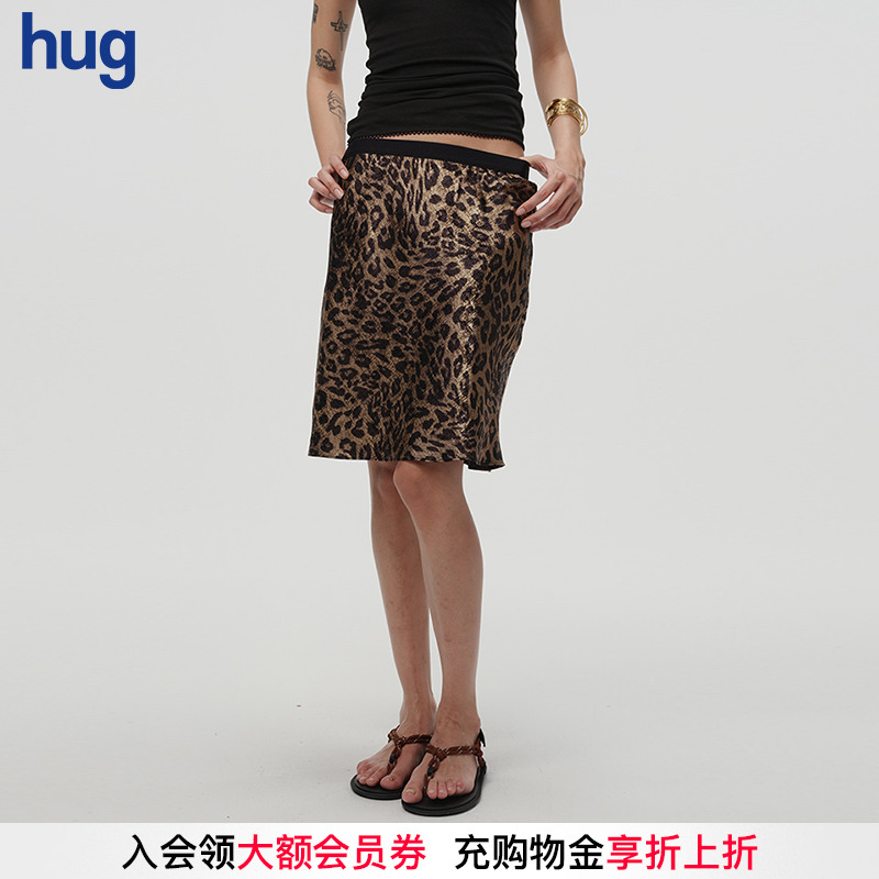 ECHOADE烫金气质豹纹半身短裙