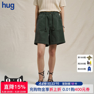2025早春新款 hug 成衣染平纹帆布抽绳短裤 WHM
