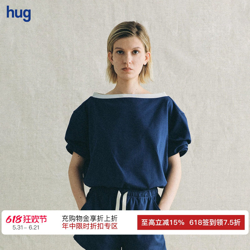 【DEEPMOSS】hug 2026夏季新款智性蓝堆袖卫衣