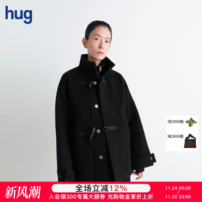 LEMAIRE秋冬牛角扣束腰短款大衣