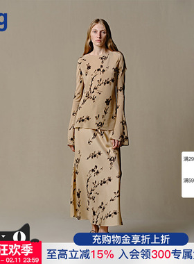 【INTO THE EAST】hug 民族真丝花影长袖上衣长半裙 intotheeast