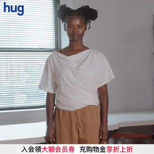 純色T恤扭結短袖 2025早春新款 hug 上衣 BASERANGE